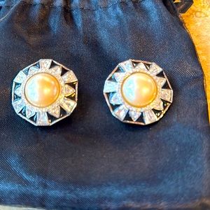 St John crystal clip earrings